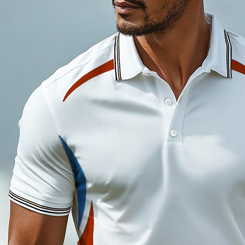 Men's Sports Polo Shirts Casual Sports Lapel Short Sleeve Golf Buttons Summer Red Green Sports Polo Shirts3