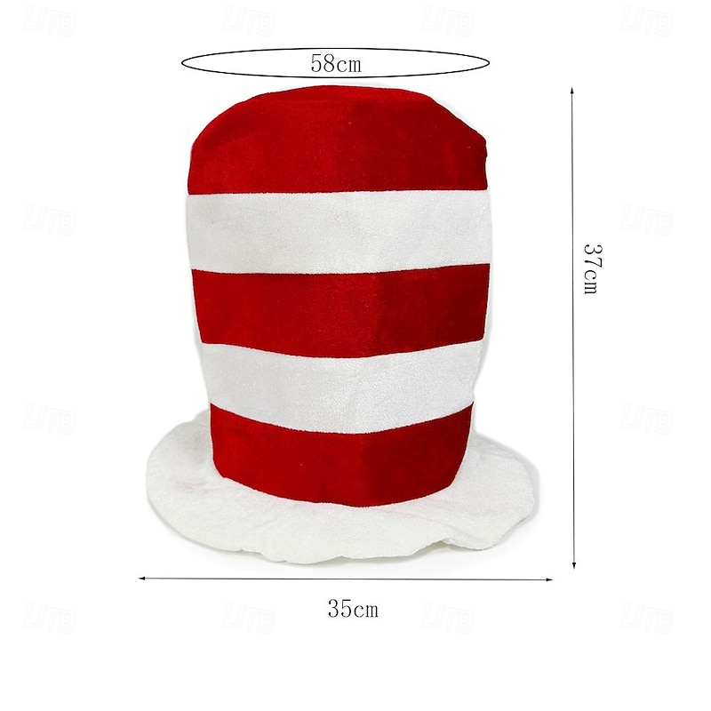 The Cat in the Hat Hat Accessories Top Hat Storybook Characters Cosplay Movie Cosplay for Unisex Kids Adults' Halloween Carnival World Book Day Performance Educational Dress Up School Event Dress Up2