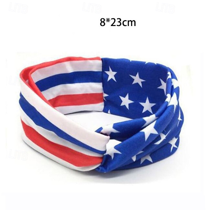Men's Cuff Links Polyester Headbands Hair band American Flag Daily Independence Day Fashion Sporty Blue / Red Red Royal Blue4