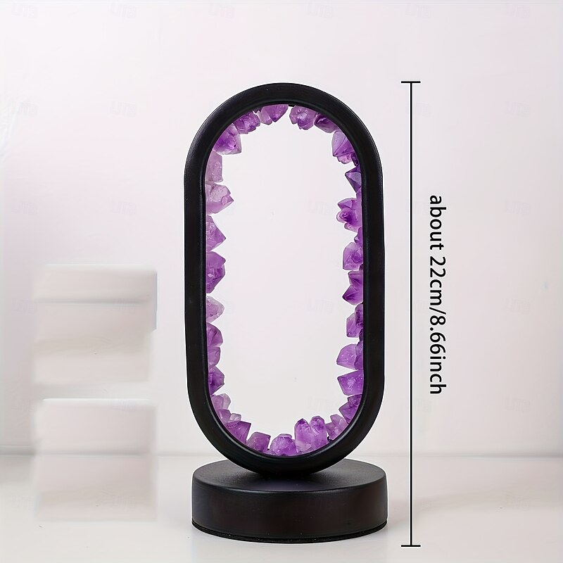 1pc Classic LED Bedside Lamp Natural Quartz Amethyst Flowers Raw Stone Crystal Soothing Night Light for Bedroom and Desk USB Powered Multi-Color Modes Ideal for Christmas Decor3