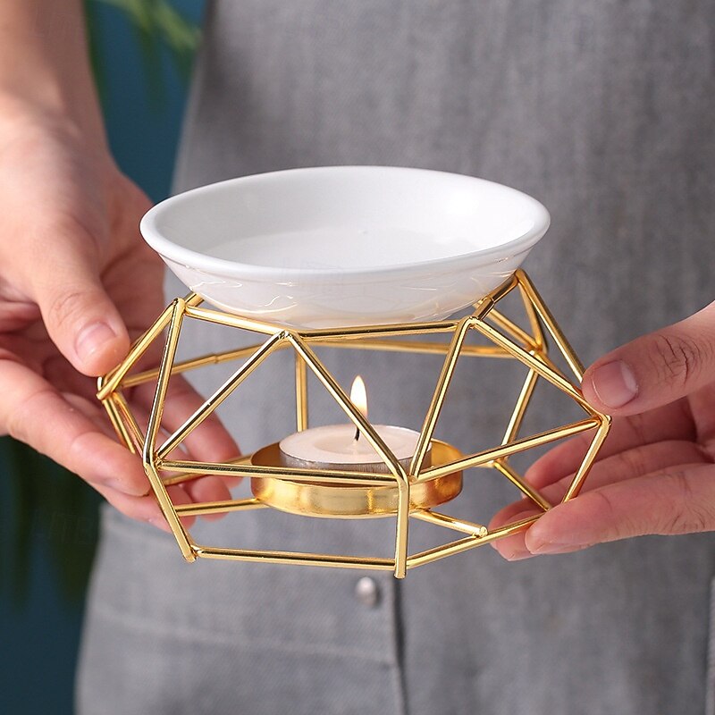1 Set Ceramic Tealight Candle Holder - Fragrant Essential Oil Diffuser Aroma-Rich Candle Oil Warmer Gentle Tea Light Wax Melt Warmer - Unique Birds Nest Design Durable Metal Construction Perfect f4