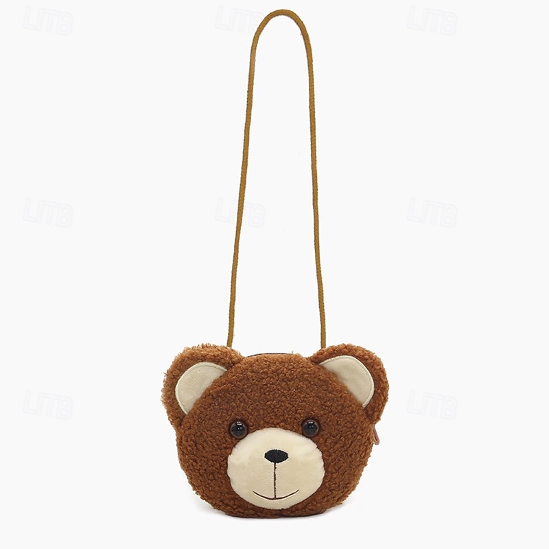Cartoon Plush Crossbody Bag Cute Animal Bear Coin Wallet Boys and Girls Mini Shoulder Bag
