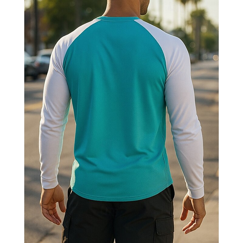 Men's Running Top Running Shirt Long Sleeve Tee Tshirt Color Block Quick Dry Lightweight Breathable Tennis Golf Running Sportswear Activewear White Pink Purple2