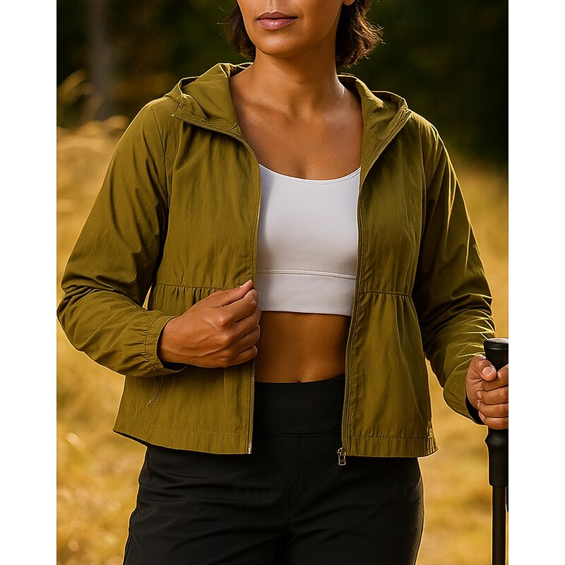 Women's Hiking Jacket Sport Jacket rain coat Outdoor Sun Protection Breathable Quick Dry Lightweight Hiking Outfits Hiking Clothes Autumn / Fall Jacket Tennis Golf Running Solid Color Burgundy Green