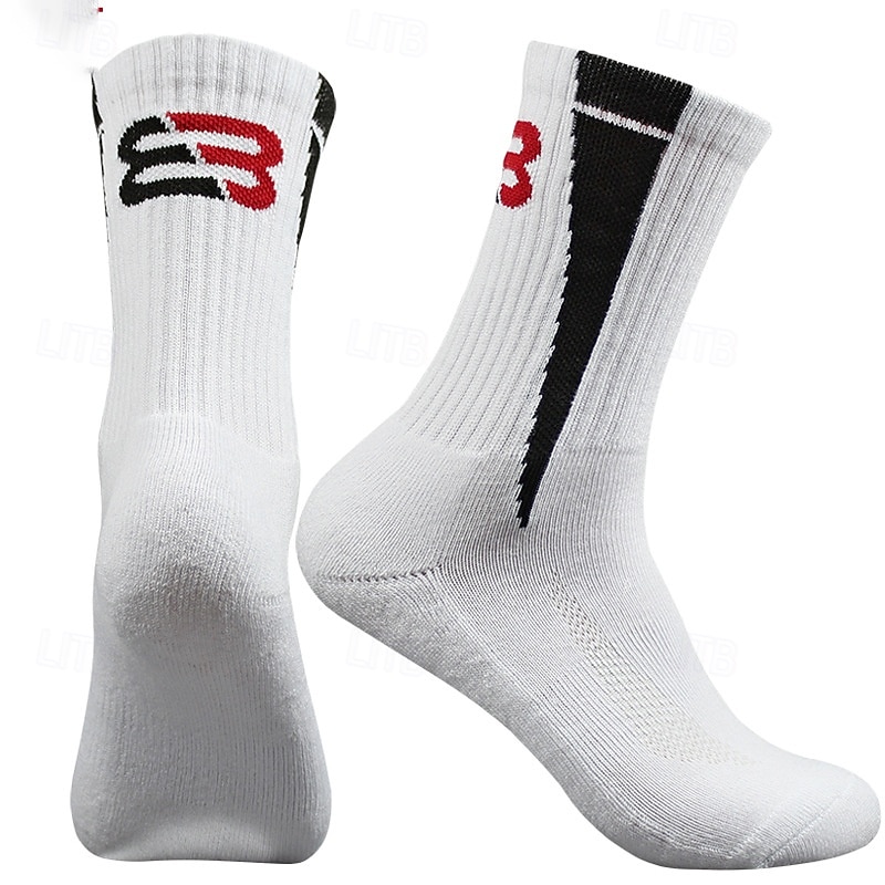 1 Pair Men's Hiking Socks Running Socks Sports Socks Breathable Anti Blister Sweat-Wicking cushioned Outdoor quarter crew Patchwork Cotton Black White Pink for Running