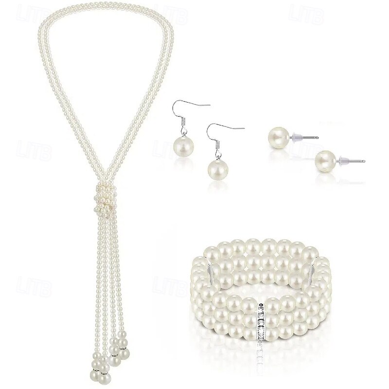 Bridal Jewelry Sets One-piece Suit Pearl 1 Bracelet Earrings Necklace Women's Stylish Luxury Cute Joy Jewelry Set For Party Evening Wear2