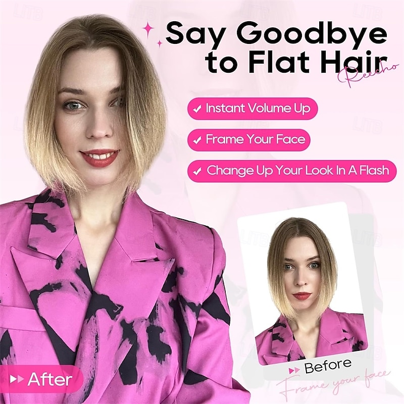 Clip in Hair Volumizer 2PCS 8 inch Short Thick Clip in Hairpieces Adding Extra Volume for Women with Thin Fine Hair - Medium Blonde2