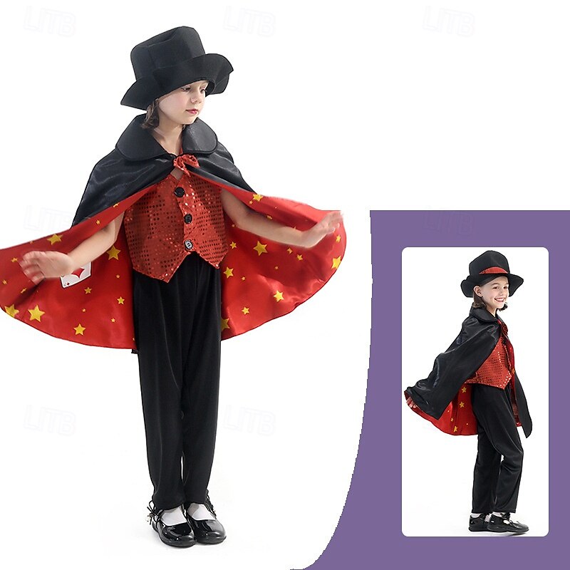 Magician Halloween Dress Outfits Costume STEM Day Career Role Play Cosplay Kid's Boys' Girls' Halloween Carnival World Book Day Performance Educational Dress Up School Event Dress Up Easy Halloween3