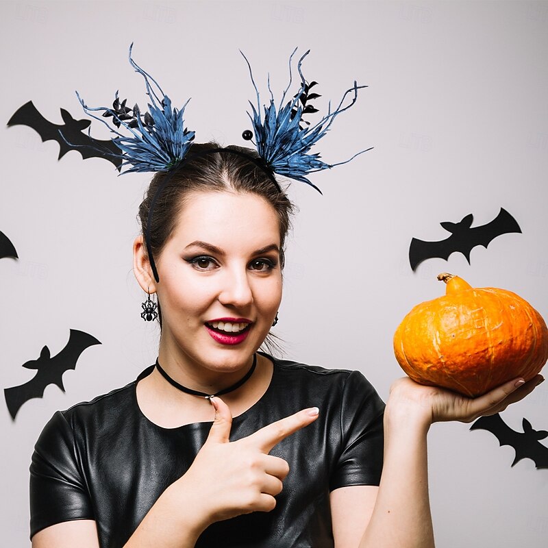 Halloween Headband Funny Bat, Ghost Hand, Antler and Branch Hair Hoop, Cute Party Costume Accessory for Festival Dress-Up and Photo Props2