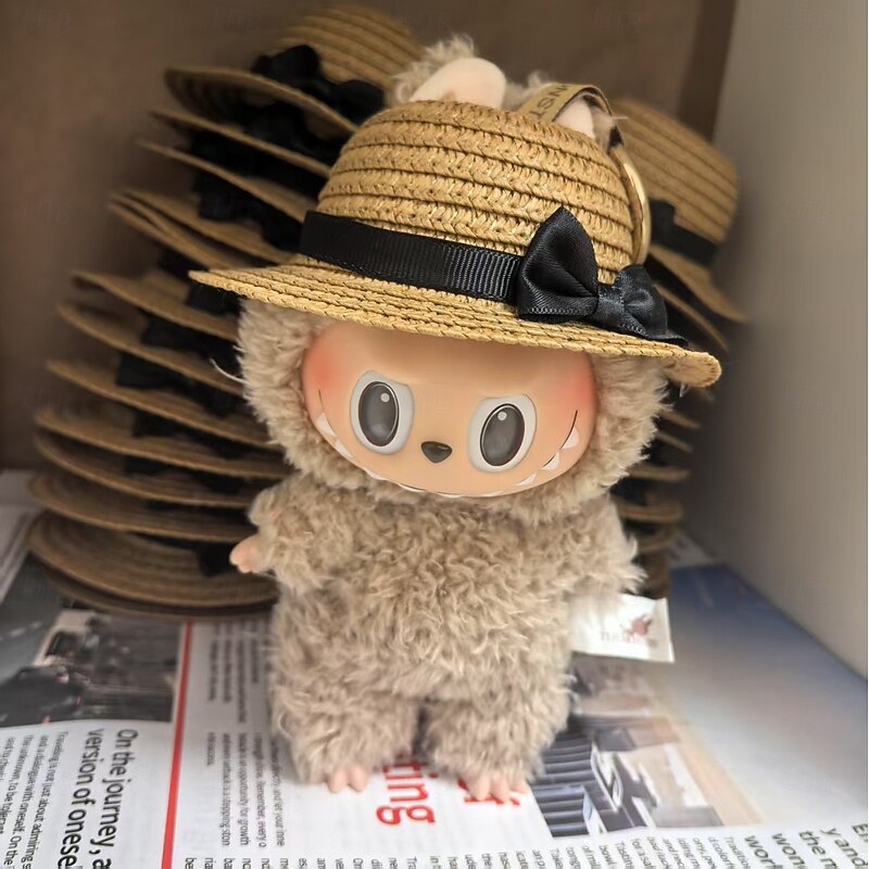 Mini Straw Hats for 17cm Vinyl Doll Natural Miniature Straw Hat Doll DIY Craft Dollhouse Decoration Accessories3