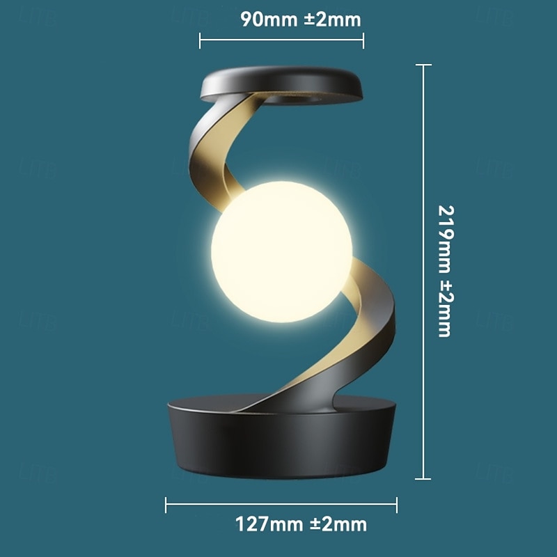 Modern Spiral Bedside Lamp, Innovative 3D Visual Levitation Ball LED Table Lamp, Nightstand Lamps Magnetic Desk Light Bulb for Bedroom Living Room Office Decor4