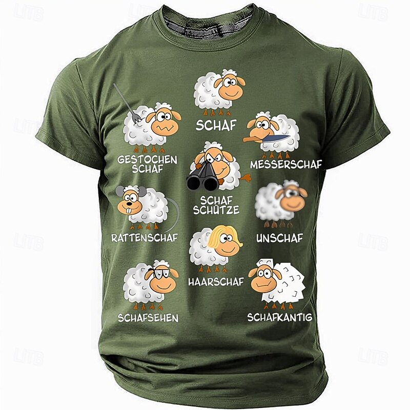 Men's Sheep Funny Slang German T Shirt Short Sleeve T shirt 3D Print Crew Neck Shirt Fashion Daily Basic Street Casual Daily Black Red Blue Summer Spring All Seasons Clothing Apparel S M L XL XXL XXXL2