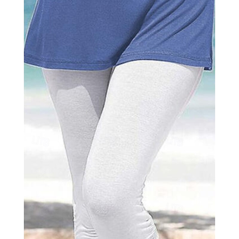 Women's Capri Pants Leggings Cozy Leggings Streetwear Casual Calf-Length Natural Plain Drawstring Elastic Waist Comfy Outdoor Comfortable Outdoor Vacation Athleisure White Summer Regular Fit2