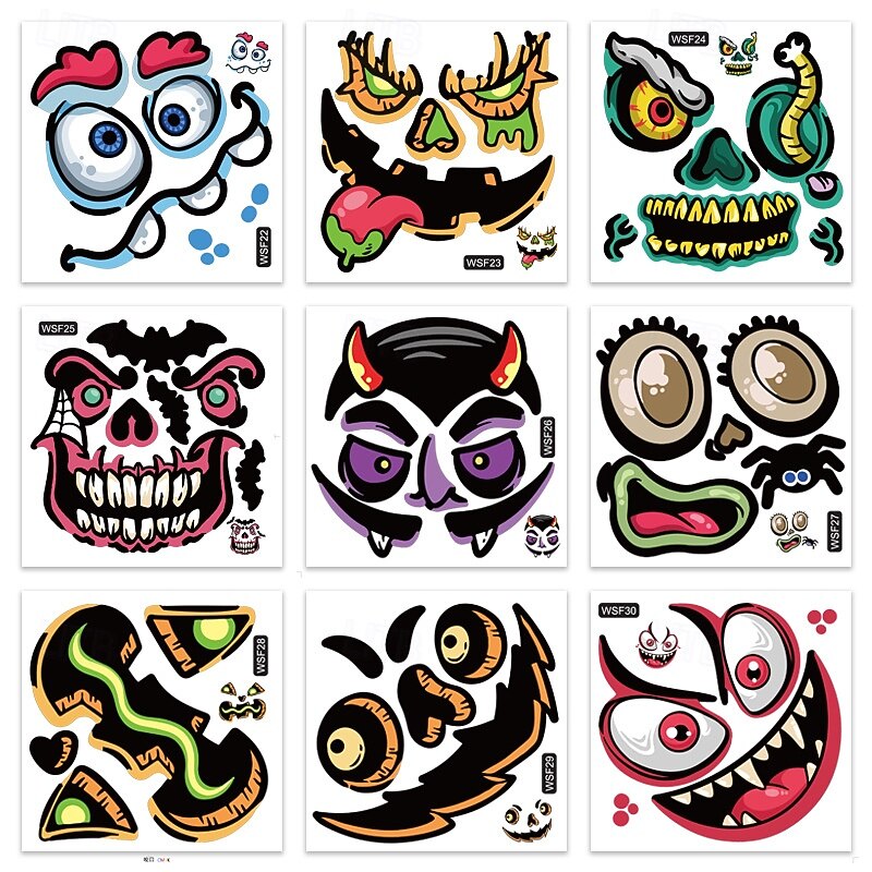 10pcs Halloween Pumpkin Decorating Stickers, Make Mini Pumpkin Face Stickers for Kids and Toddlers, Trick or Treat Party Favors and Halloween Gift Decorations2