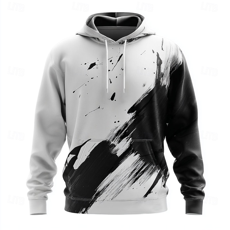 Men's Color Block Hoodies Sweatshirt Cool Party Long Sleeve Crew Neck Club Streetwear White Yellow Drawstring Plain Fall Winter Designer