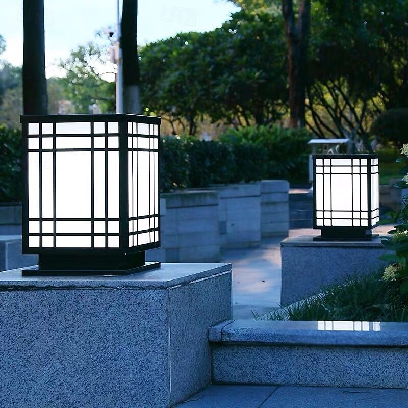 Outdoor Solor Post Lights Fixture Modern Yard Entry Outdoor Column Lights Metal Housing Patio Pillar Lights 110-240V 5W3