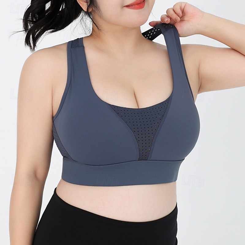 Women's Yoga Bra Sports Tank Top Pilates Bra Underwear High Impact High Supports Breathable Wireless Padded Solid / Plain Color Sport Activewear Black Pink Gym Pilates Running2