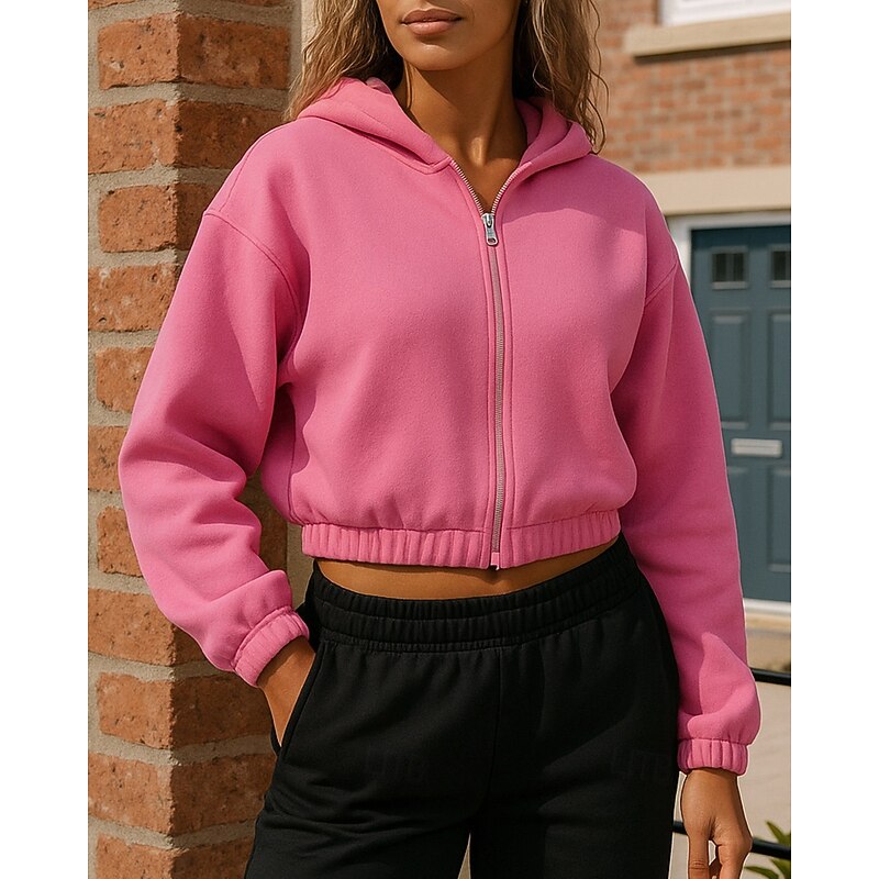 Women's Running Top Sports Sweatshirt Zipper Pocket Long Sleeve Top Athleisure Fall Solid Colored Windproof Gym Workout Training Running Sportswear Activewear Black White Pink