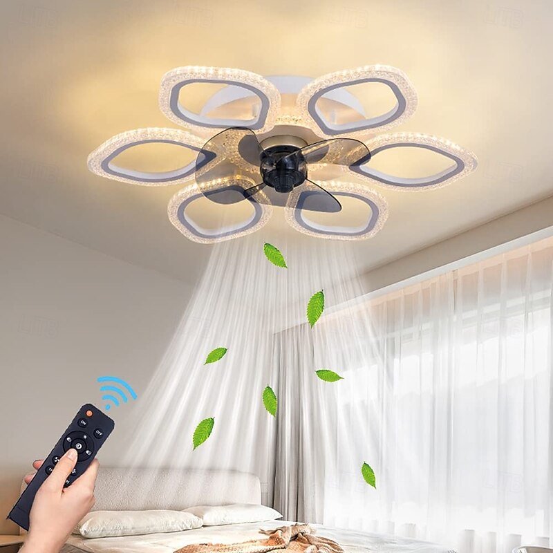Ceiling Fans with Lights, Semi Flush Mount Low Profile Fan, Quiet Reversible Motor, Round Ceiling Lights with Fan for Bedroom, Living Room and Dining Room2