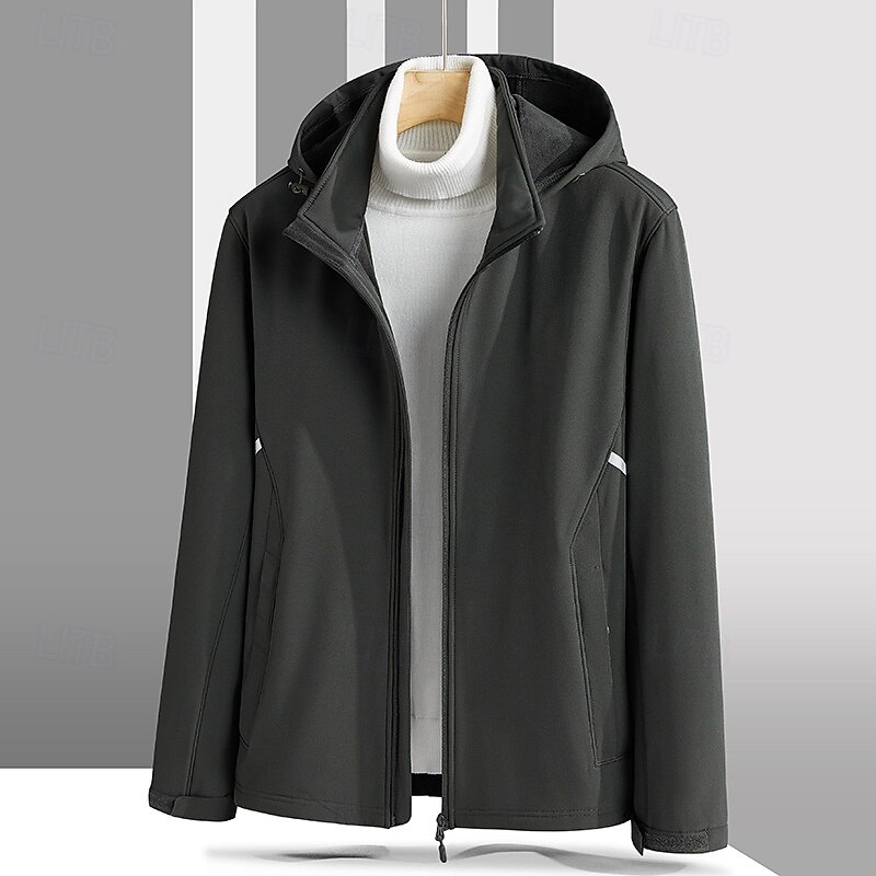 Men's Windbreaker Fleece Jacket Outdoor Thermal Waterproof Windproof Warm Hiking Outfits Hiking Clothes Spring Autumn / Fall Top Camping / Hiking / Caving Running Black Blue Green3