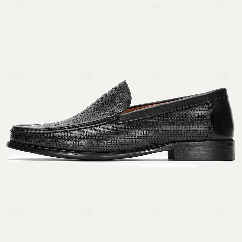 Black Slip-On Loafers for Men Crafted from Premium Cowhide with Sleek Elegant Design - Perfect for Office Formal Occasions and Everyday Wear3