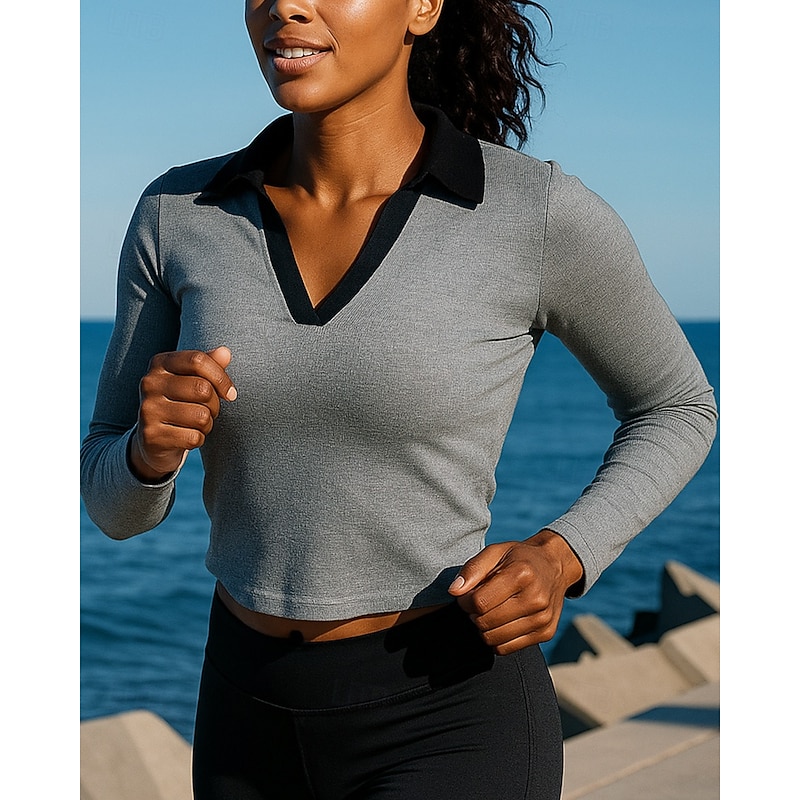 Women's Running Top Running Shirt Long Sleeve Tee Tshirt Color Block Spandex Quick Dry Lightweight Elastic Breathable Tennis Golf Running Sportswear Activewear White Blue Apricot4