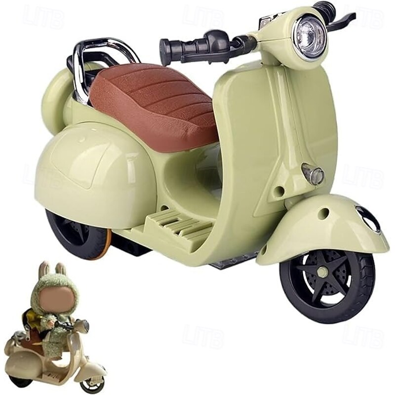 Mini Electric Doll Scooter Vehicles Toy 4 Colors Available Funny Doll Accessory with Music & Lights Could Rotate 360° Cute Plastic Scooter Toy Ornaments Battery Not Included3