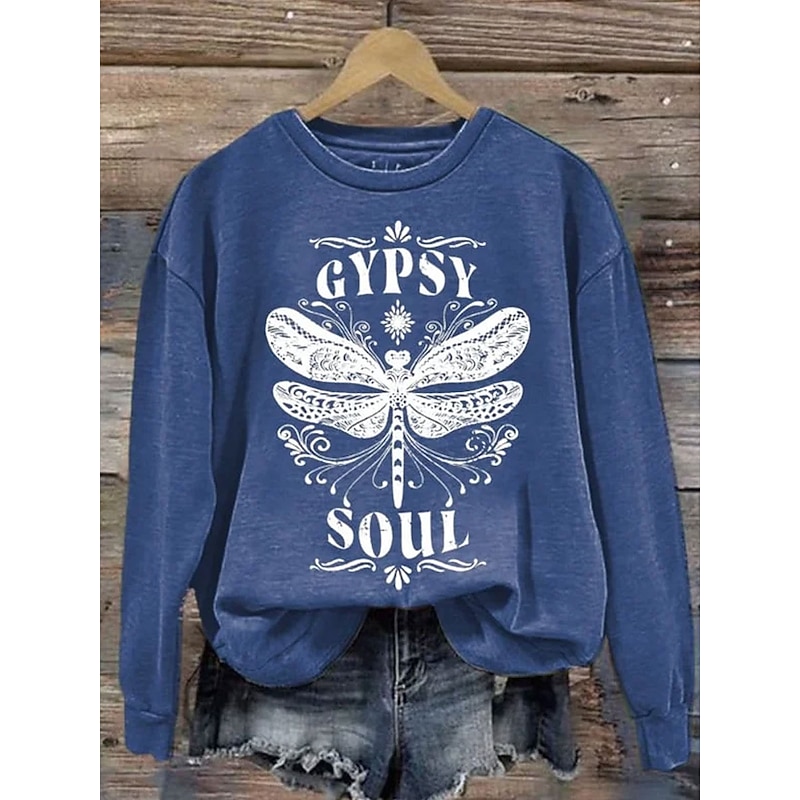 Women's Sweatshirts Graphic Letter Casual Long Sleeve Crew Neck Regular Tops Street Dailywear Print Black Blue Orange Green Fall Winter3