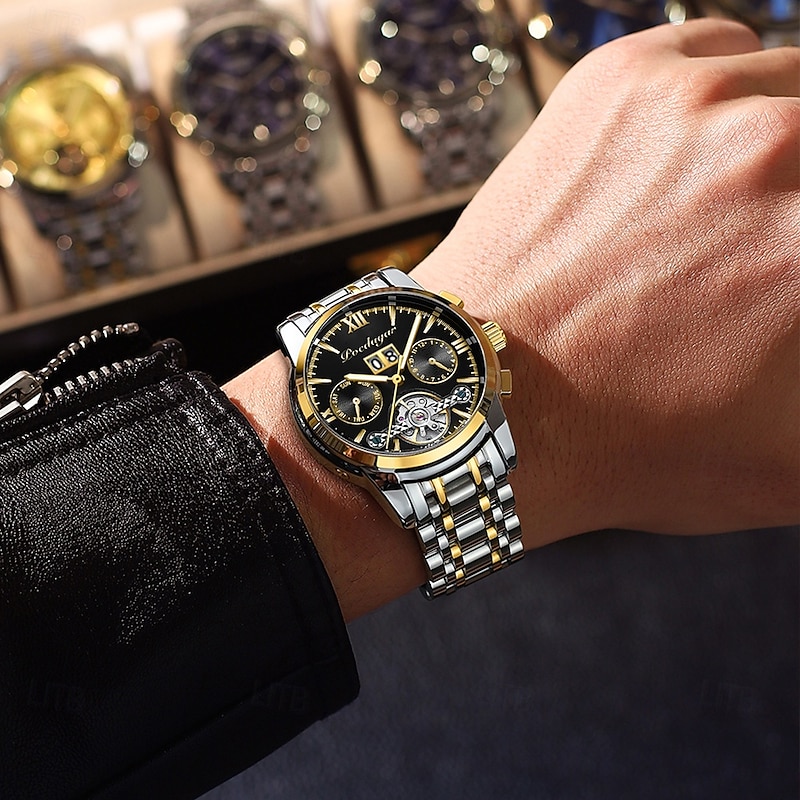 Business Watch Men Automatic Mechanical Tourbillon Watch Luxury Fashion Stainless Steel Sport Watches4