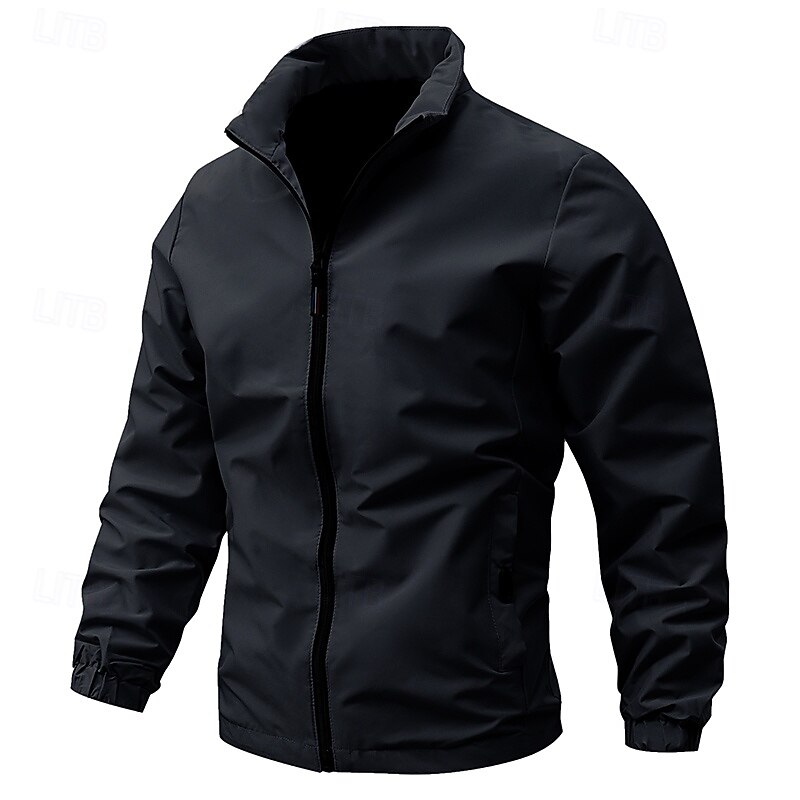 Men's Bomber Jacket Windbreaker Hiking Jacket Outdoor Waterproof Windproof Hiking Outfits Hiking Clothes Spring Autumn / Fall Top Camping / Hiking / Caving Running Black Blue Grey3