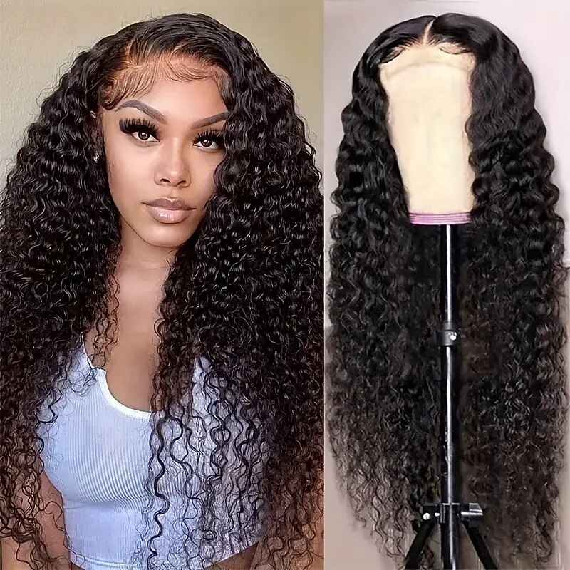 Natural Color 13*6 Front Lace Human Hair Wig  Curly Wave Human Hair 150% Density 14-28 Inches2