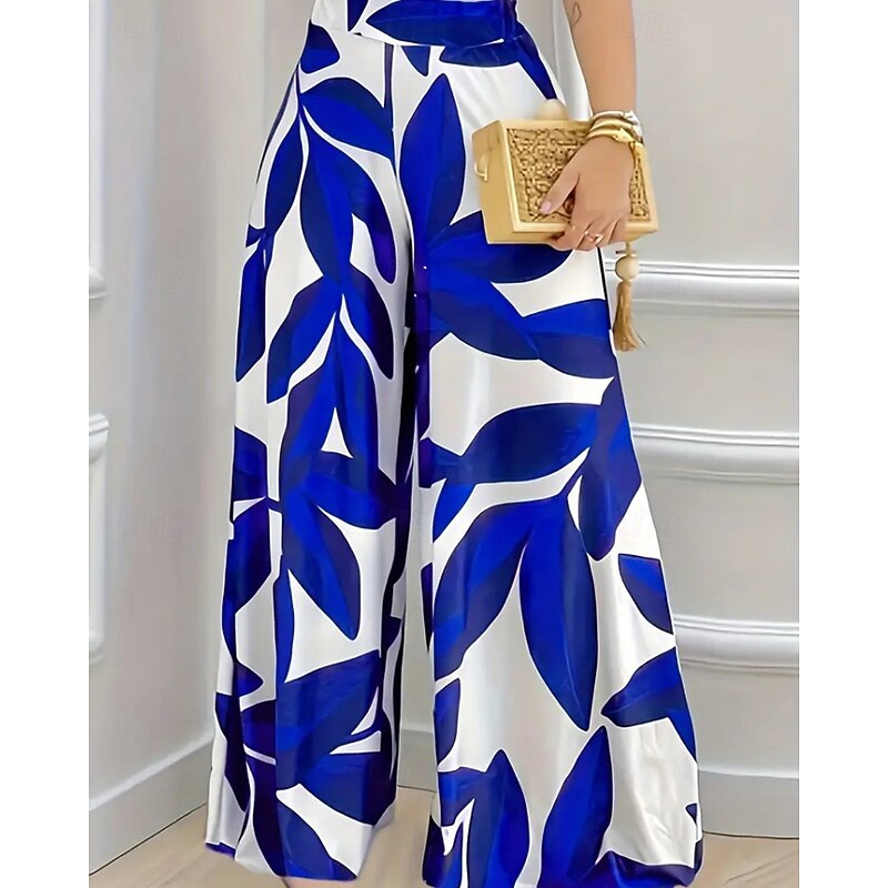 Women's Slacks Palazzo Pants Streetwear Casual Full Length Natural Flower Printing Comfy Outdoor Comfortable Street Going out Deep Purple Magenta Earth Yellow Grey Fall Regular Fit2