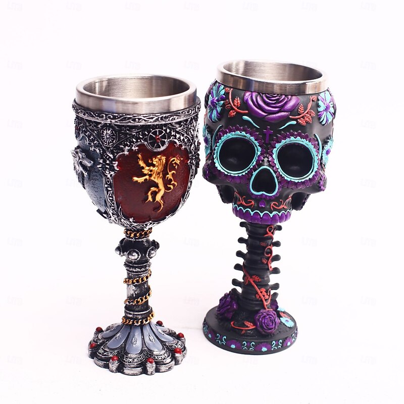Fantasy Medieval Wine Goblet, Stainless Steel Cup with Silver Filigree Design, Movie-Inspired Royal Chalice, Creative Gothic Barware2