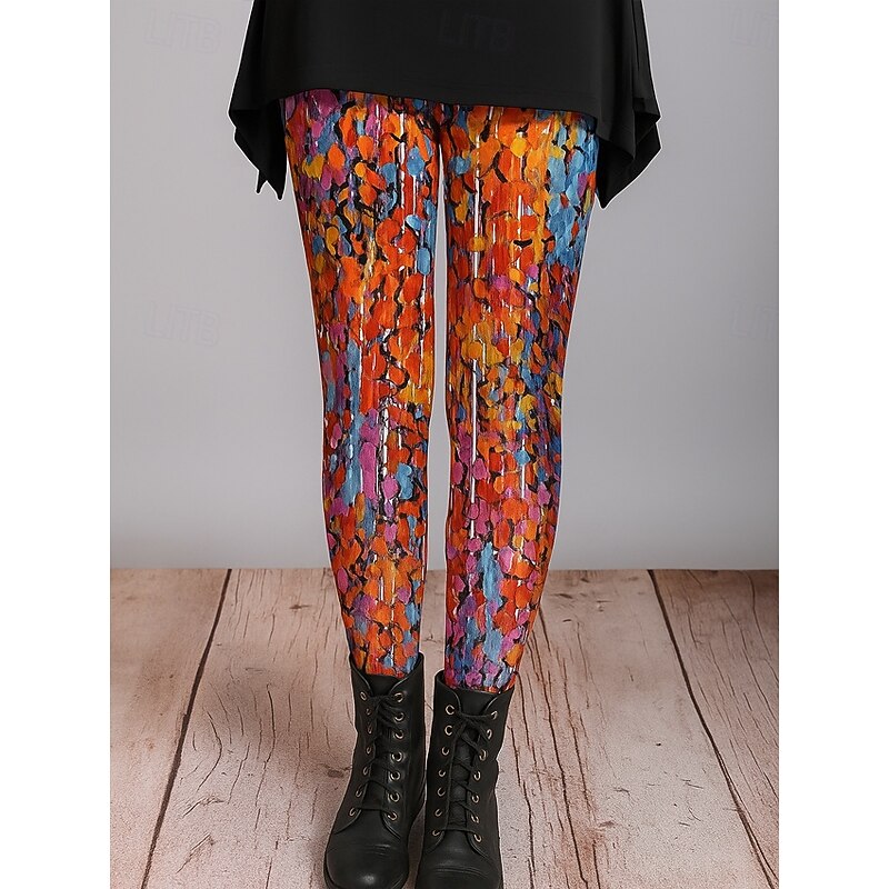 Women's Leggings Vacation Vintage Ethnic Style Ankle-Length High Waist Graphic Abstract 3D Print Quick Dry Breathability Soft High Elasticity Outdoor Home Causal Blue Purple Brown Green Fall Regular