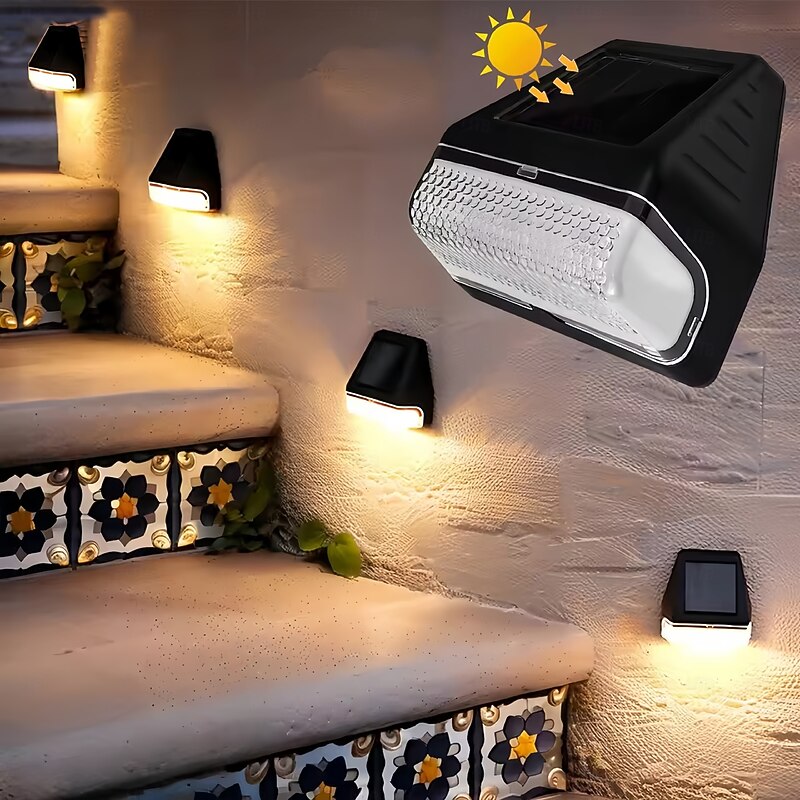 4 Pcs 2pcs 1PC  Outdoor LED Solar Wall Light Hedge Rainproof Garden Decoration Swimming Pool Waterproof IPX Park Stair Step Fence Lawn Lighting