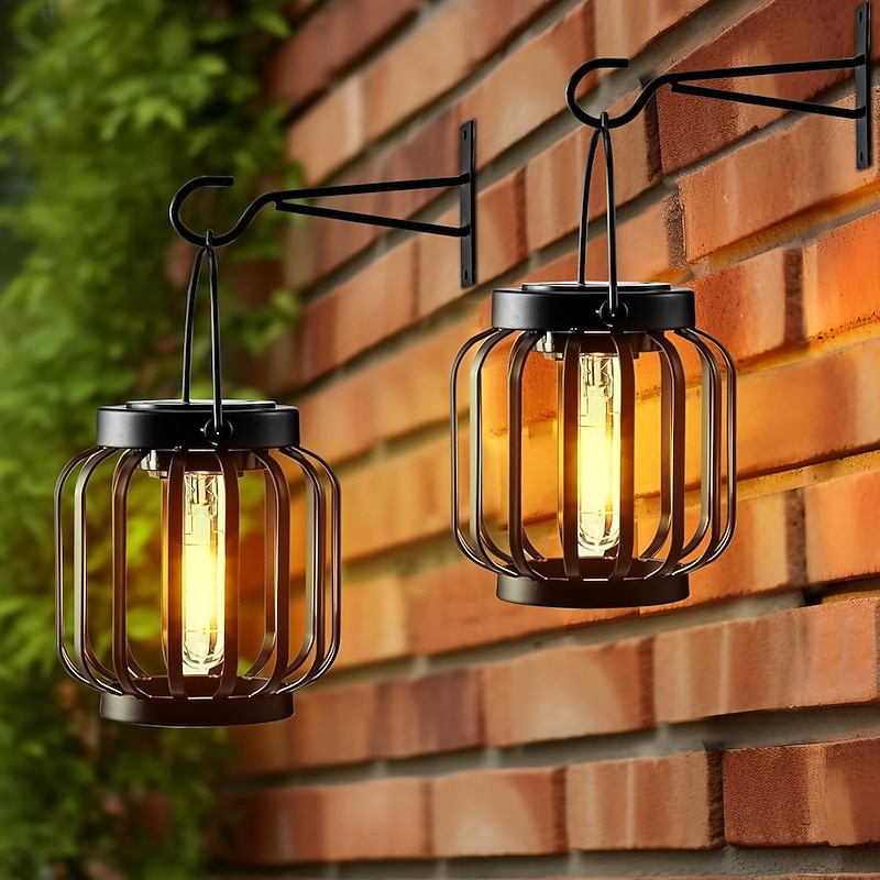 Solar Lanterns Metal Solar Lights Outdoor Waterproof Hanging Outdoor Lanterns Decorative Outdoor Lighting for Outside Patio Garden Yard Pathway Porch