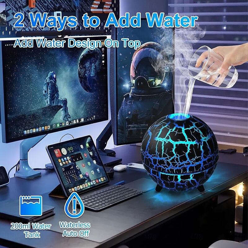 Quiet USB Powered Volcano-Inspired Aroma Diffuser with Colorful Night Light - Essential Oil Humidifier for Relaxing Ambiance in Home Office Bedroom - Hydrates Air4