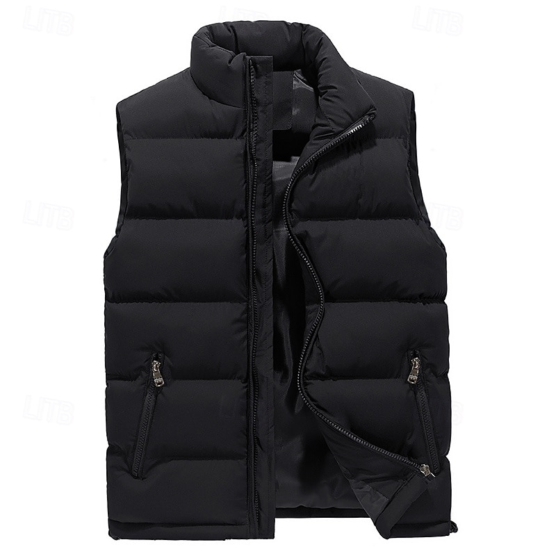 Men's Hiking Vest Puffer Vest Sleeveless Vest Outdoor Thermal Warm Lightweight Breathable Winter Zipper Polyester Black Red Blue Hunting Fishing Climbing4
