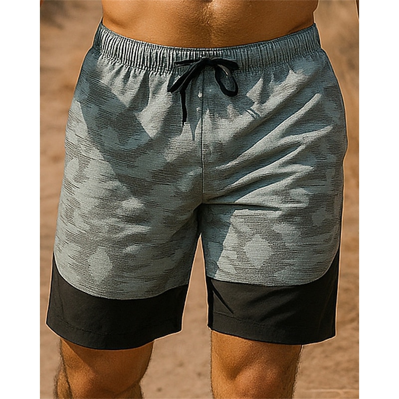 Men's Hiking Shorts Patchwork Summer Outdoor Regular Fit Quick Dry Lightweight Elastic Breathable Shorts Elastic Waist Dark Green Grey Tennis Golf Running M L XL XXL XXXL