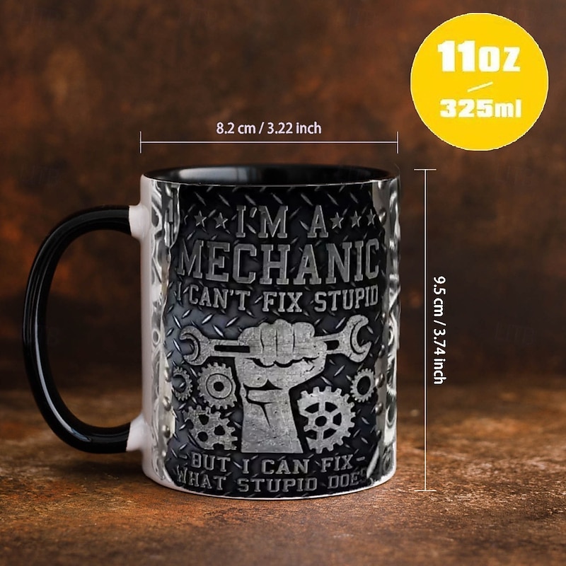 Manly Tools 3D Ceramic Coffee Mug, 330ml/12oz Novelty Cup for Men, Funny Boyfriend Gift Mug, Masculine Tool-Themed Coffee Cup for Husband, Dad, Garage or Office2