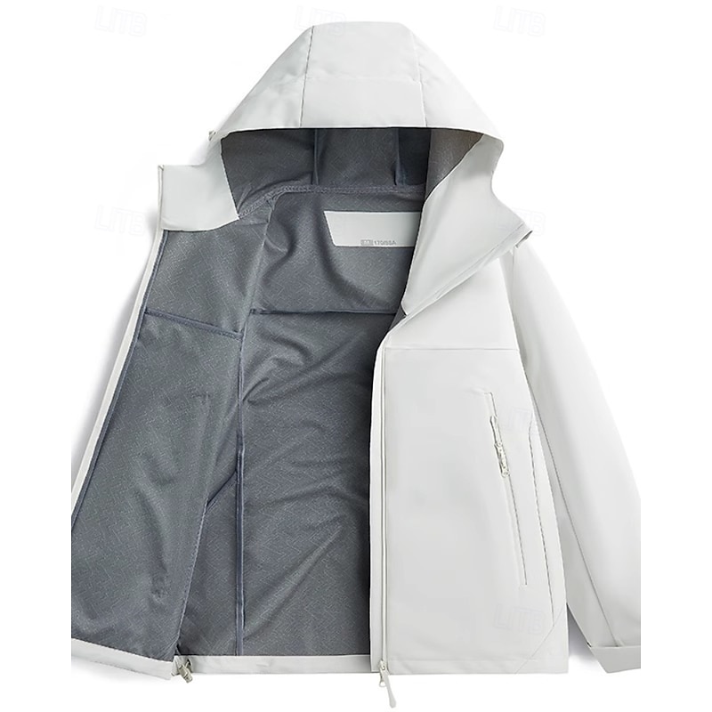 Women's Casual Jacket Hoodie Jacket Waterproof Warm Zipper Pocket Fashion Outdoor Plain Outdoor Going out Zipper Regular Hooded Regular Fit Long Sleeve Outerwear Black White Yellow Fall Winter2