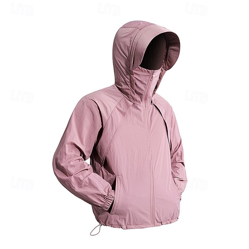 Men's Running Jacket Outdoor Jacket Full Zip Long Sleeve Outerwear Athletic Solid Colored Sun Protection Quick Dry Lightweight UV Cooling Tennis Golf Running Sportswear Activewear Black Pink Red