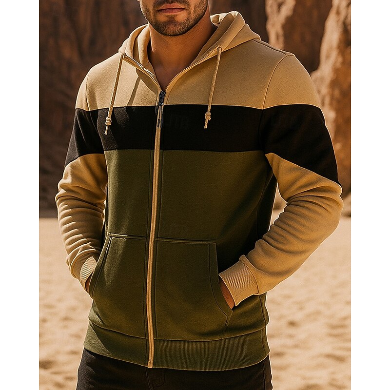 Men's Running Jacket Outdoor Jacket Drawstring Pocket Long Sleeve Top Athleisure Fall Patchwork Windproof Hiking Running Sportswear Activewear White Red Blue4