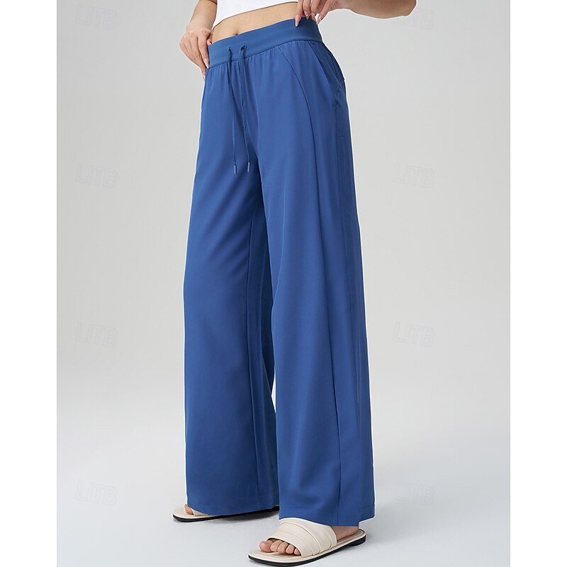 Women's fitness pants Pilates Pants Yoga Pants Drawstring with Pockets Lightweight High Waist Gym Pilates Zumba Bottoms Solid Color Black White Blue Fall Sports Activewear Micro-elastic Loose Fit3