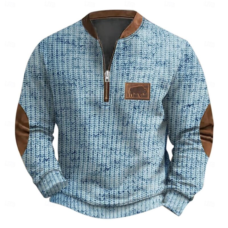 Men's Sweatshirt Quarter Zip Sweatshirt Black White Gray Light Blue Half Zip Color Block Cow Sports & Outdoor Daily Holiday Polyester Streetwear Casual Spring &  Fall Clothing Apparel Hoodies4