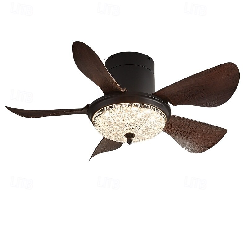 Modern 3-blade LED ceiling fan light Wooden ABS bladeless DC motor frequency conversion iron remote control 110V-220V