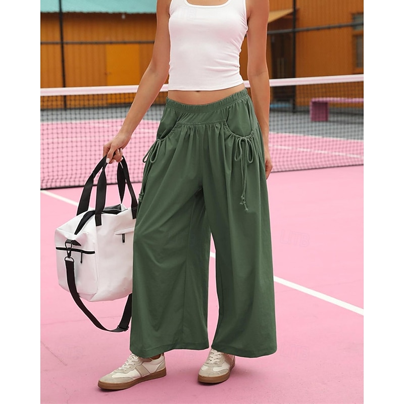 Women's Cargo Pants Pants Trousers Straight Fashion Streetwear Ankle-Length Natural Solid Colored Pocket Comfortable Micro-elastic Sports & Outdoor Daily Wear Black Pink Army Green Navy Blue Summer2