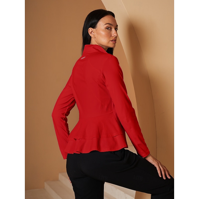 Women's Golf Jacket Lake blue Red Burgundy Long Sleeve Top Ladies Golf Attire Clothes Outfits Wear Apparel3