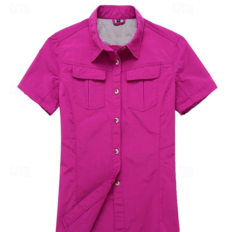 Women's Hiking Shirt Long Sleeve Turndown Top Outdoor Waterproof Windproof Lightweight Nylon Army Green Khaki Rose Red Running Camping / Hiking / Caving3