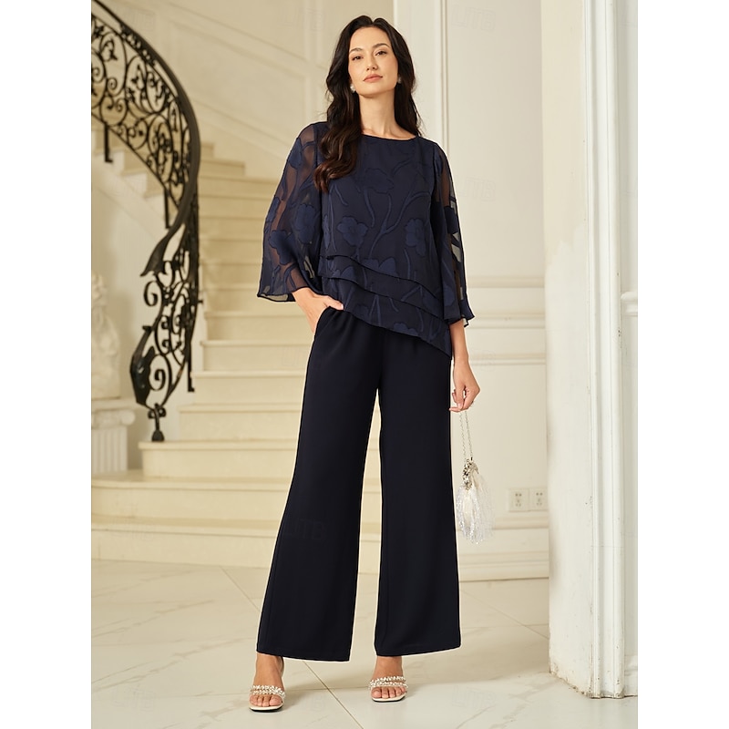 Women's Lace Shirt Blouse Dressy Tops Chiffon Tops Solid Color Floral Elegant Stylish Half Sleeve Flutter Sleeve Boat Neck Regular Tops Wedding Guest Work Daily Asymmetric Hem Eggplant Summer Spring4